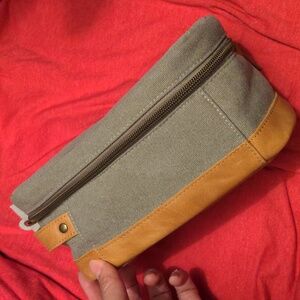 Hearth and Hand Canvas and Leather Dopp Kit for Men or Women's Makeup Bag NWT